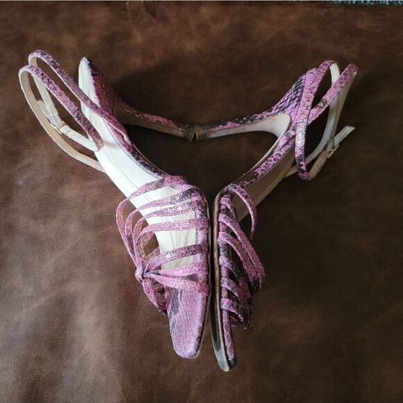 Kate Spade Pink Python Metallic Stiletto Sandals Size 9 - Picture 4 of 5
